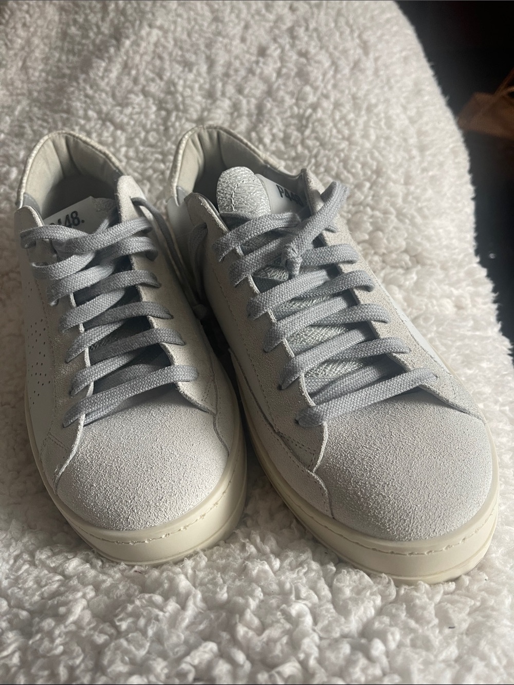 P448 Women's Low-Top Sneakers in Light Gray and Cream